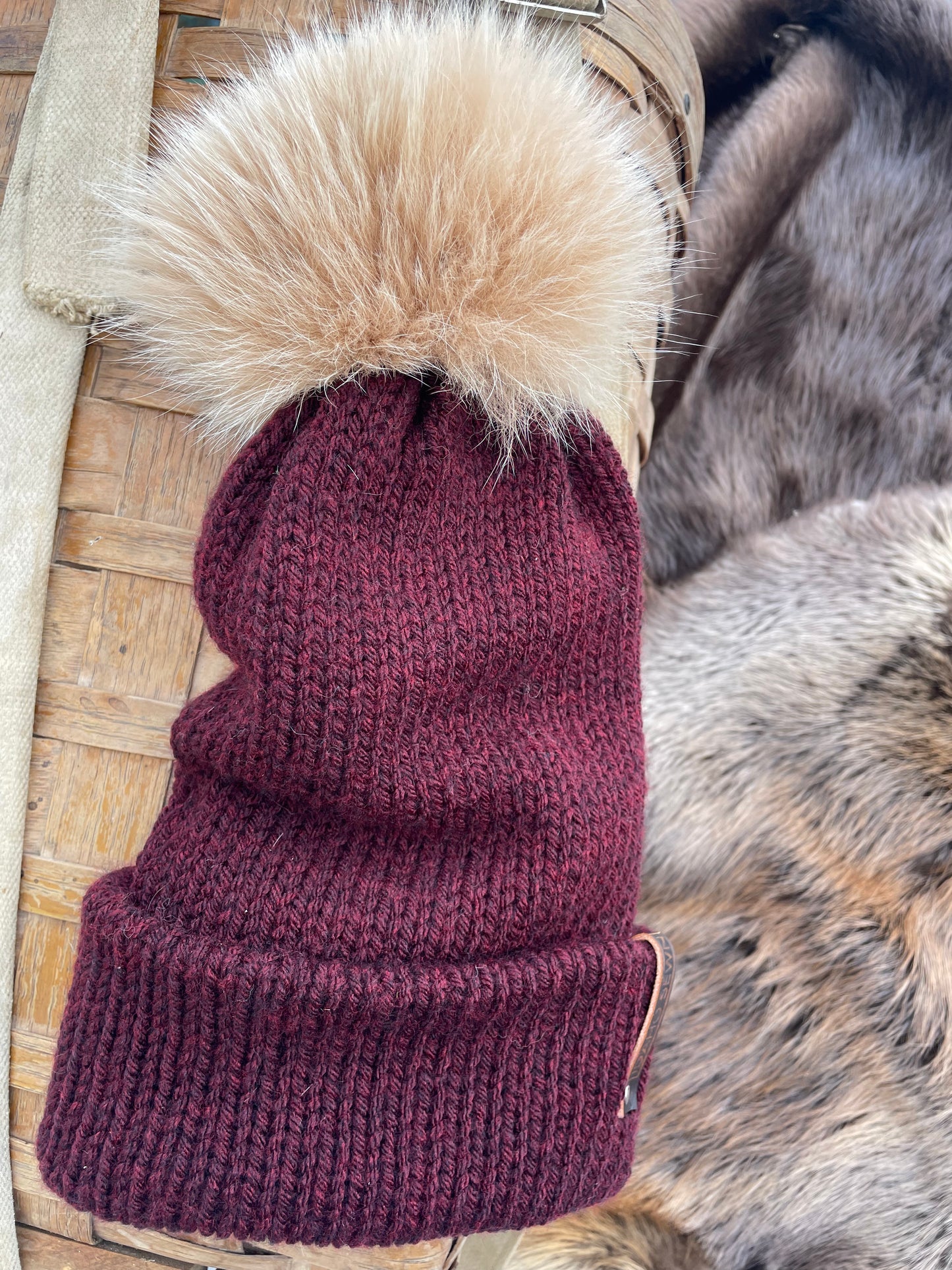 Maroon Fox Beanie