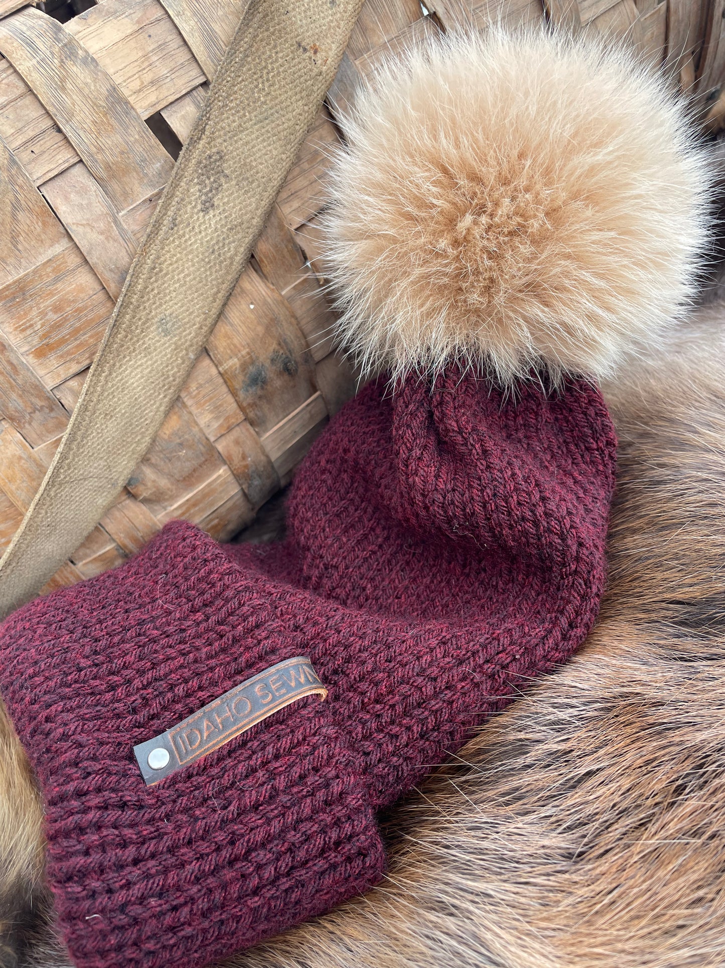 Maroon Fox Beanie