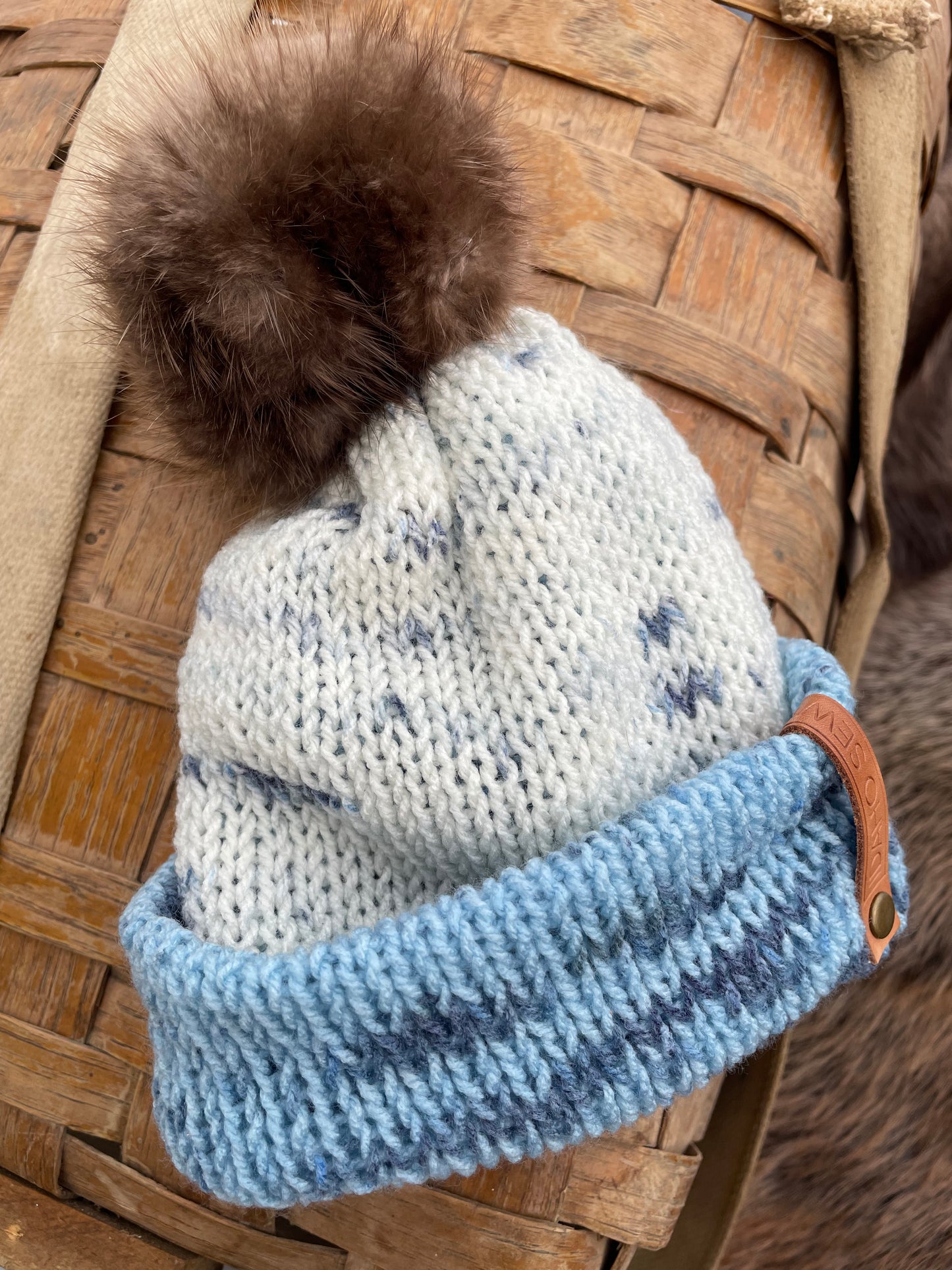 Child’s Blue and White Beaver Beanie