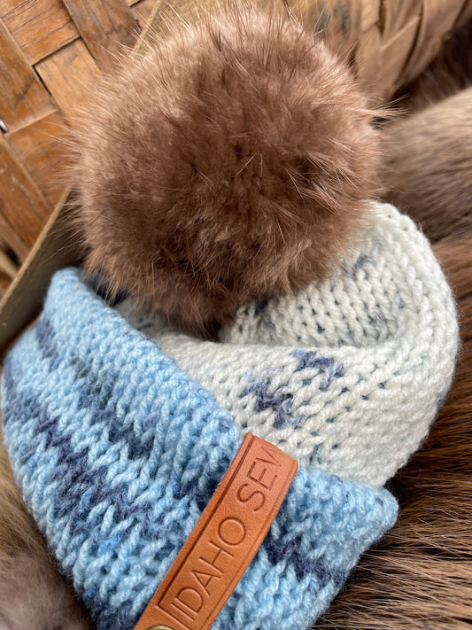 Child’s Blue and White Beaver Beanie