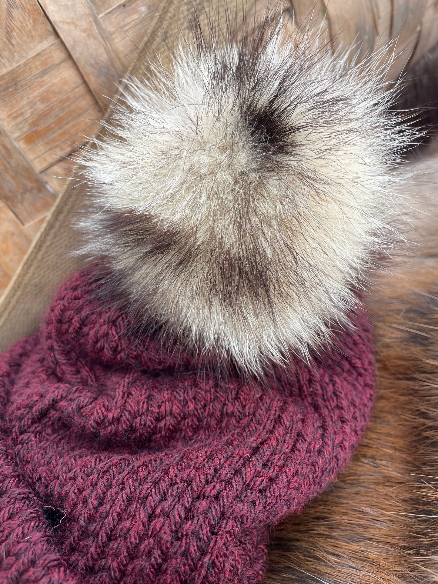 Maroon Raccoon Beanie