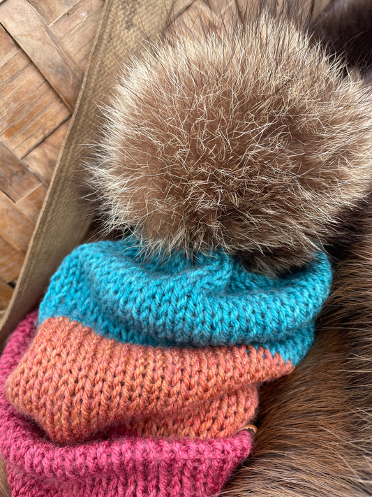 Tricolor Raccoon Beanie