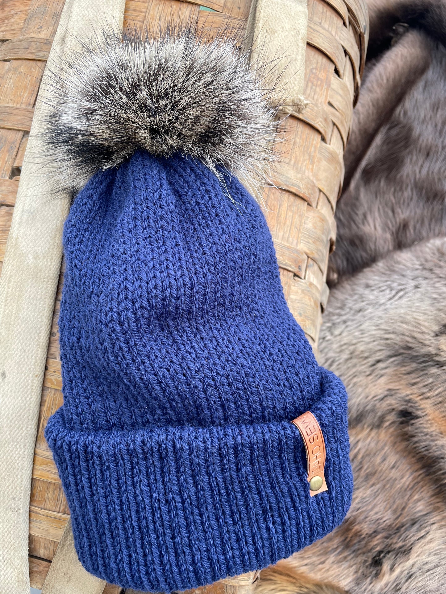 Navy Raccoon Beanie