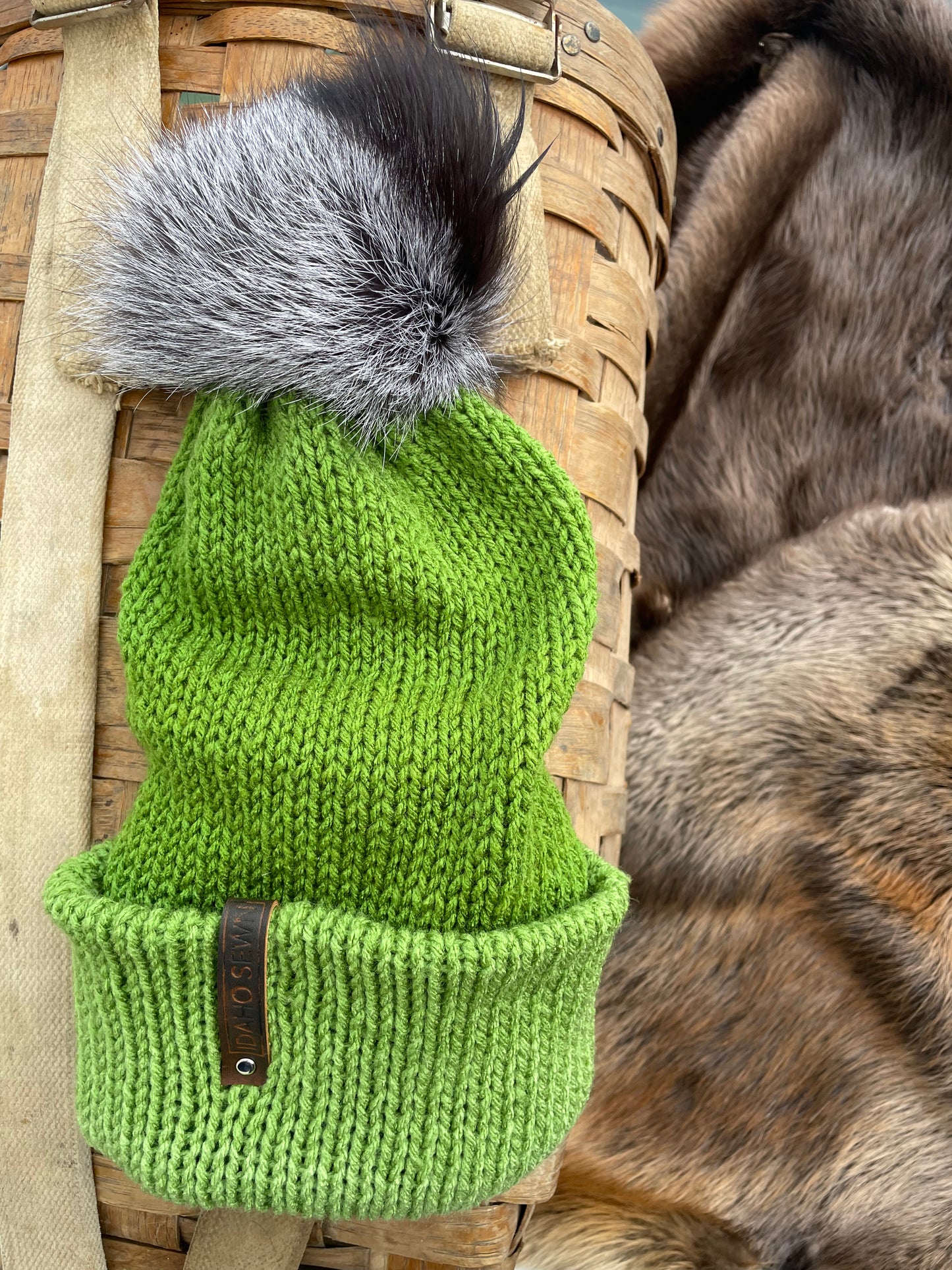 Moss Green Fox Beanie