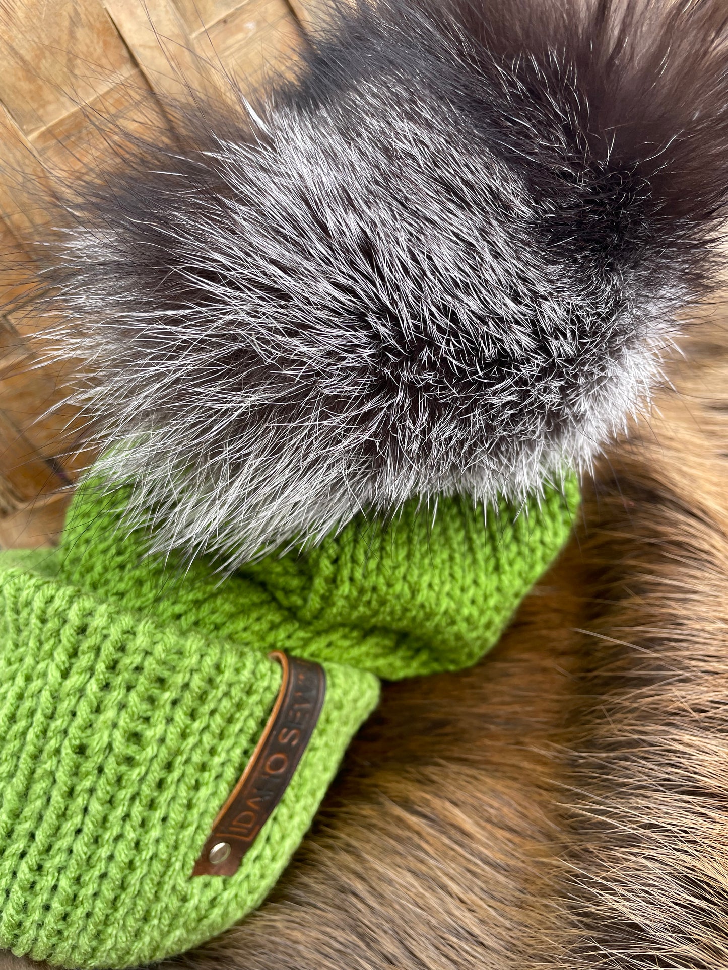 Moss Green Fox Beanie