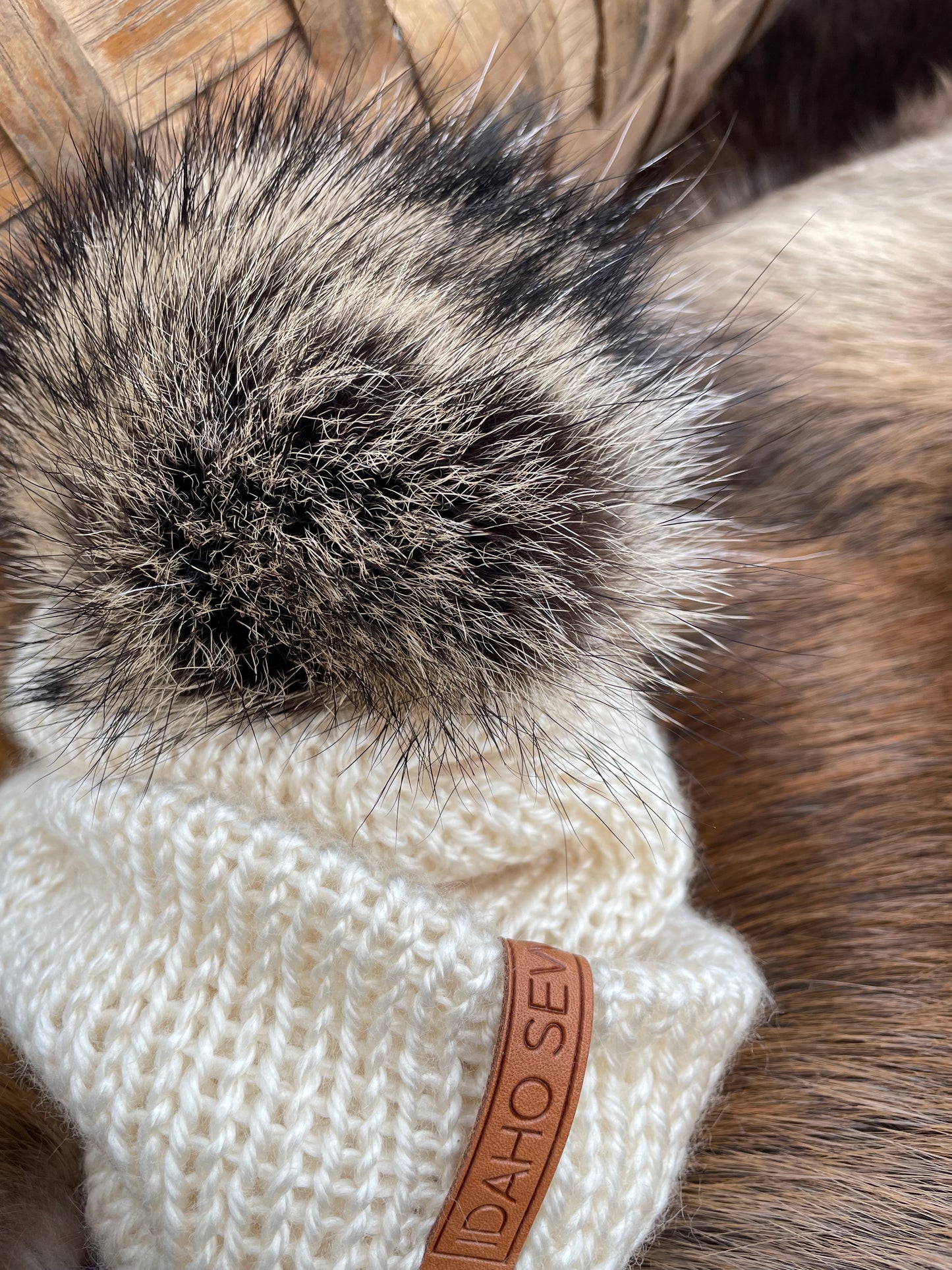 Cream Raccoon Beanie