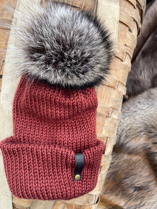 Burnt Orange Raccoon Beanie