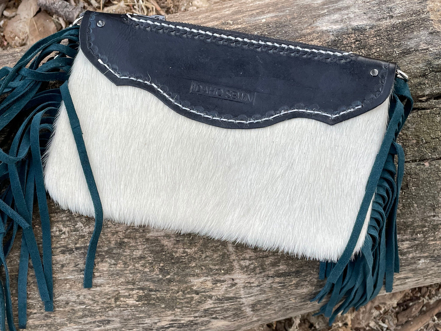 Leather and Cowhide Revolver Clutch