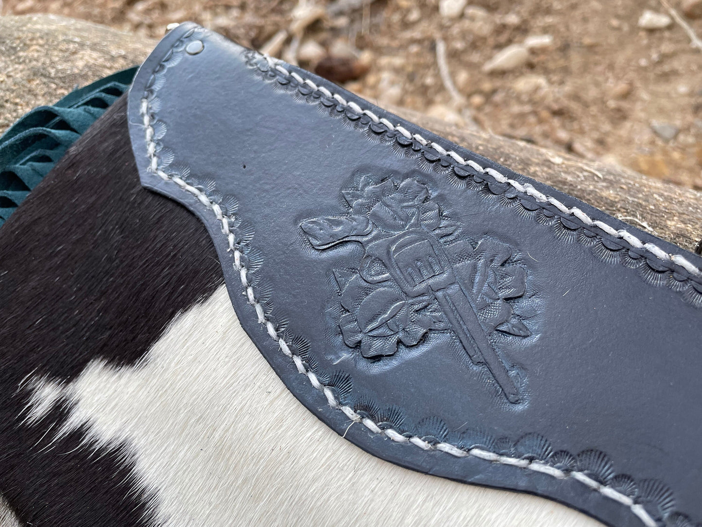 Leather and Cowhide Revolver Clutch